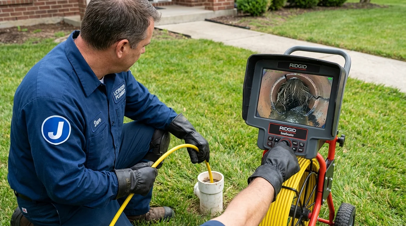 Sewer camera inspection being performed by Johns Plumbing LLC in Lakemore
