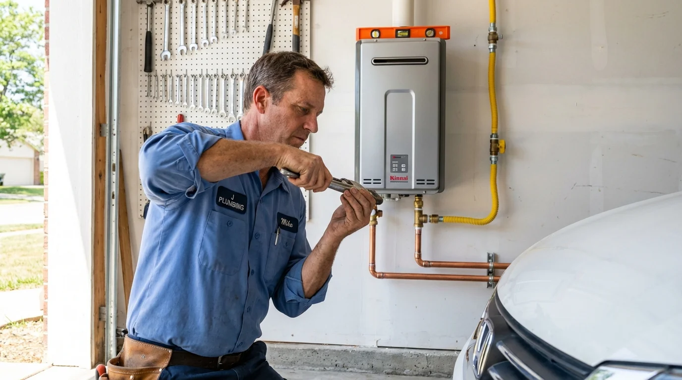 Tankless water heater installation by a Johns Plumbing LLC plumber in Lakemore